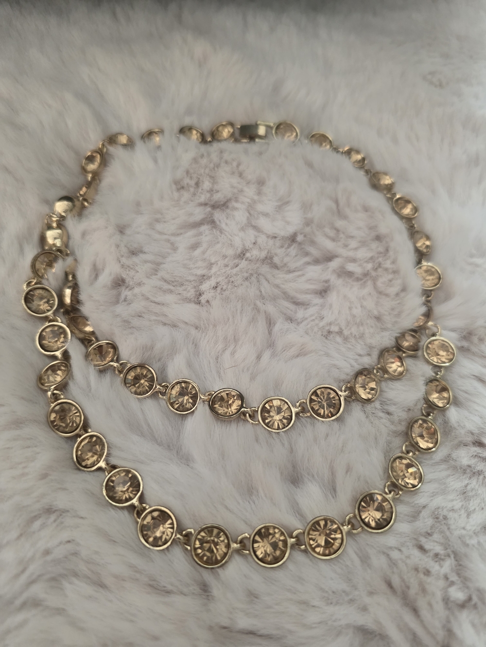 Source Unknown Gold-Tone Crystal Link Necklace